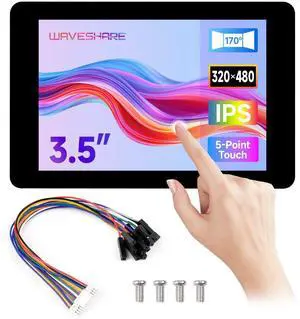 Waveshare 3.5inch Capacitive Touch Display, Compatible with Raspberry Pi 5/4B/3B, Pi Pico, IPS Panel, 320×480, 5-Point Touch, Immersion Gold Process, Toughened Glass Panel