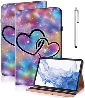 VODEFOX for All-New Kindle Fire HD 10 Tablet Case 13th Generation 2023 Release 10.1", PU Leather Folio Stand Cover with Card Slots for Fire HD10 & HD 10 Plus Tablet 2023/2021 - Two Hearts