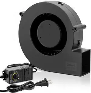 AmRunJe 140mm x 40mm Blower Fan with AC 110v 120v Variable Speed Controller, 12V Dual Ball Brushless Cooling Exhaust Replacement Fan for DIY Inflatable Christmas Decoration Electronics Fireplace