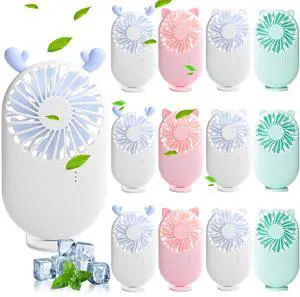 Aeergured 12 Pack Mini Portable Handheld Fan Bulk, 3 Speed Personal Fan, USB Rechargeable Pocket Fans, Battery Operated Small Eyelash Fans for Women Men Girls Kids Indoor Outdoor Summer Travel