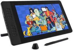Drawing Tablet with Screen GAOMON PD1561 Drawing Monitor Art Tablet with Adjustable Stand, 10 Shortcut Keys, Tilt Support, Battery-Free Pen, 15.6-inch Graphics Tablet for Mac, Windows PC