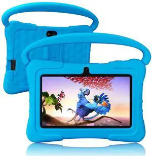 SAIWAN Tablet Kids 7 inch with Shockproof Case, 1GB RAM 32GB ROM, Android Toddler Tablet with Bluetooth, WiFi, GMS, Parental Control, Educational, Games(Blue)