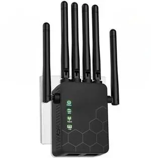 WiFi Extenders Signal Booster for Home Long Range Up to 11000 sq.ft for 35+ Devices,Internet Extender WiFi Booster, Long Range WiFi Extender,with 6 Antennas 360° Full Coverage Ethernet Port (Black)