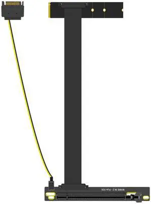 GLOTRENDS 300mm M.2 Key M to PCIe 4.0 X16 Riser Cable with SATA Power Cable, Not Support M.2 SATA Slot