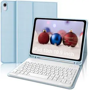 for iPad 11th 10th Generation Case with Keyboard, Magnetic Detachable Keyboard Case, Wireless Bluetooth Keyboard, iPad 11th A16 11 inch 2025 &10th 10.9 inch 2022, Rechargeable Portable (Blue)