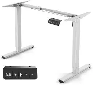 Xyndyx Electric Standing Desk Frame - Height Adjustable Table Legs, Single Motor Ergonomic Workstation Base, Sit Stand Design, Frame Only, White