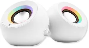 X9 Performance White Computer Speakers with RGB Lighting, Bluetooth, USB, and AUX - Triple Mode Connection, Dual 2.25" Drivers for Work and Play, Bluetooth Desktop Speakers for PC - White