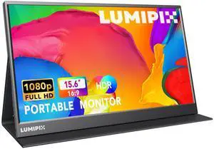 LUMIPIX Portable Monitor 15.6 Inch 1080P FHD IPS Gaming Display Monitor with USB-C & HDMI, Ultra-Slim External Second Screen with Smart Cover & Speakers for Laptop, XboxPC, Mac, Phone, PS5, Switch