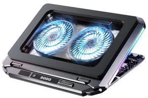 Twin Turbo Pressure Air Notebook Cooler,RGB Gaming Atmosphere Light Multi-Angle Adjustment,360 Degrees Around The air Duct,All-Round efficient Heat Dissipation for Various Kinds of laptops LZ-D17