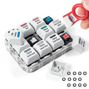 Griarrac Cherry MX Switch Tester Switch Sampler Mechanical Keyboards 12-Key Switch Testing Tool, with Keycap Puller and Switch O Rings (Includes Cherry MX Silent Speed)