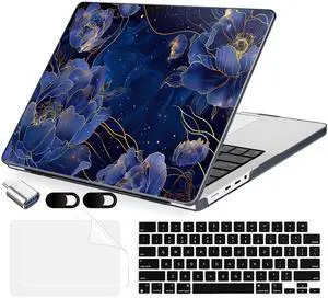 MecBevia Compatible with MacBook Pro 14 inch Case (2021-2024, M4/M3/M2/M1 Pro/Max), Plastic Hard Shell Case Cover for MacBook Pro 14", Starry Flower
