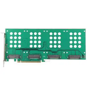 Cosiki Nvme Pcie Card, Expansion X16 Disk Array Extension Easy to Install Dual U.2 SFF8639 Interface Mini for 2.5in U.2 NVMe SSDSFF8639 PCIe Adapter