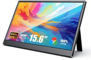 QiMeng 15.6-inch Portable Laptop Monitor, FHD 1920 * 1080 Resolution, Equipped with USB Type-C and HDMI interfaces, Supports HDR, with Smart Cover, Built-in Speakers (Style, 15.6)