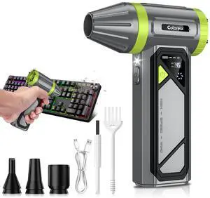 Compressed Air Duster-150000RPM Powerful Cordless Electric Air Duster, Rechargeable  3-Gear Adjustable Mini Air Blower with LED Light, Dust Blower for Computer, Keyboard, Outdoor, House and Car