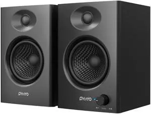 OHAYO 60W Computer Speakers for Music and Gaming, Active Bluetooth 5.3, Stereo 2.0 Speakers for Desktop PC or Laptop, 3.5mm Aux RCA Input, USB-Powered, 1 Pair, Black