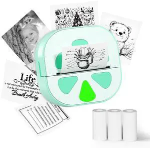 Sticker Printer, Print Pods Mini Printer, Bluetooth Thermal Sticker Maker Machine with 3 Rolls Paper, Print Pod Mini Printers for iPhone, Impresora Portátil for Study Note, Journal, DIY, Kids Gift