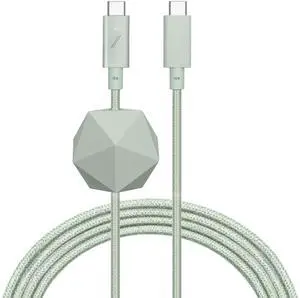 Native Union Type-C Desk Cable  USB-C to USB-C 8ft Ultra-Strong Non-Slip Charging Cable with Anchor Weight Compatible with iPhone 16, 15, MacBook Pro 13" M1/ M2, Air 13"/15", Surface Go 3 (Sage)