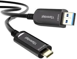 YSerendept Fiber Optic USB C Cable 33ft,USB 3.2 Gen2 10Gbps Active Optical Long Distance USB A to Type C Cord for 4K Cameras,Webcams,Hubs,HDDs,VR/AR, Projectors & Medical Systems,Black