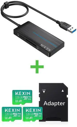 KEXIN Micro SD Card 3x128GB + KEXIN USB Hub 3.0 USB Splitter