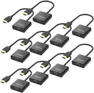 Moread Gold-Plated Active HDMI to VGA Adapter, 10 Pack, Male to Female with Micro USB Power Cable & 3.5mm Audio Port Cable for PS4, MacBook Pro, Mac mini, Apple TV