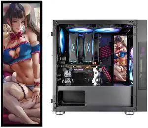 Vetroo Display Board w/LED Lights for Computer PC Case Decor Full HD 2K Multi-Mode Function 9.8" x 3.1" (Vertical, A6)