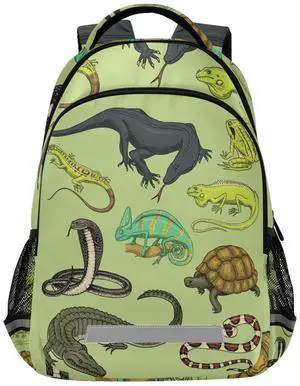 Glaphy Snakes Lizard Chameleon and Turtle Animal Backpack with Reflective Stripes, Laptop School Book Bag Lightweight Computer Backpacks for Men Women Kids