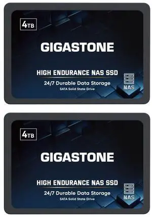 Gigastone 4TB NAS SSD Drive (2-Pack) 24/7 Durable High Endurance RAID Data Storage Network Attached Storage 2.5" SATA Internal Solid State Hard Drives