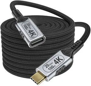 USB c Extension Cable 16.5ft/5M,USB 3.2 Extension Cable Long, USB c Extension Cable 20gbps,100w USB-c Extension Cable PD Fast Charging,Male to Female 4k Video Extender Braided Data Cord