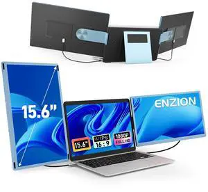 Enzion Laptop Screen Monitor Extender, Wider 1080P FHD Portable Monitor for Laptop, Built-in Speaker and Adjustable Backstand, Triple Screen Extender Compatible with Wins/MacOS/Chrome