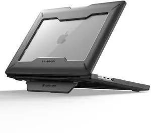 Dexnor for MacBook Pro 16 Inch Case (2024/2023/2021) with Kickstand, M4 / M3 / M2 / M1 Pro/Max (A2991 A2780 A2485) Heavy Duty Full Body Protective Cover with TPU Bumper for MacBook Pro 16 Inch, Black