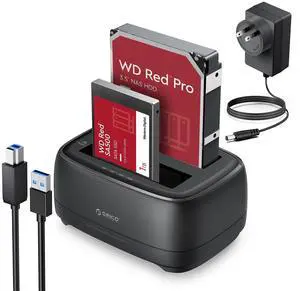 ORICO Hard Drive Docking Station Dual Bay USB 3.0 to SATA with Duplicator/Offline Clone Function External Hard Drive Dock for 2.5''/3.5'' HDD SSD Max Up to 44TB Support UASP Plug&Play-DD-C