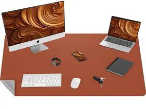Extra Large Desk Mat, Desk Mouse Pad,Waterproof PU Leather Desk Protector, Large Desk Blotter, Easy Clean Laptop Desk Writing Mat for Office/Work/Home/Decor(Brown, 55" x 17")