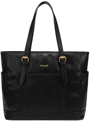 LOVEVOOK Laptop Tote Bag for Women,Vintage Leather Work Tote Bag for Women, 17.3 Inch Computer Briefcase Bag,Waterproof Teacher Business Office