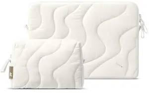 Tomtoc 360 Protective Puffy Sleeve Set for 14-inch MacBook Pro M4/M3/M2/M1 Pro/Max A3112 A3401 A3185 A2992 A2918 A2779, Quilted Soft Puffer Bag With Tech Pouch for 13.8" Surface Laptop 7