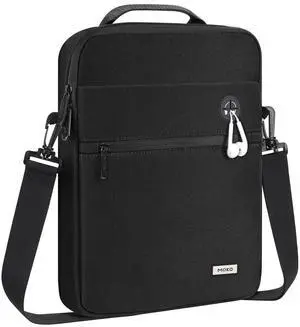 MoKo 12.9 Inch Tablet Bag,360° Protective Carrying Case Fits 13 Inch New iPad Pro M4 & Air M2 2024, iPad Pro 12.9 M2&M1,Galaxy Tab S8+/S9+ 12.4,with Multi-Pockets,Shoulder Strap & Earphone Port,Black