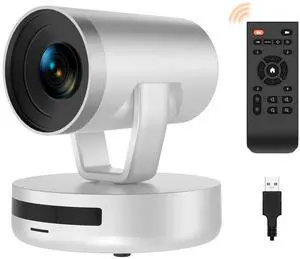 NUROUM V403 PTZ Camera, 5X Optical Room Video Conference Webcam, AI Noise Cancelling Microphones, 350° Pan&60° Tilt, 4 Preset Positions, 122° FOV, 1080P for Zoom/Teams/Google Meet