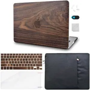 KECC Compatible with MacBook Air 13 inch Case 2025 2024-2022 Release M4 A3240 M3 A3113 M2 A2681 Plastic Hard Shell + Keyboard Cover + Sleeve + Screen Protector, Walnut Wood