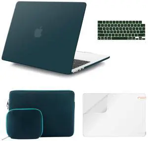 iCasso for MacBook Air 13.6 inch Case 2025-2022 Release M4 M3 M2 Chip Release A3240 A3113 A2681, Matte Hard Shell Case&Laptop Sleeve&Screen Protector&Keyboard Cover for Mac Air 13'', Dark Cyan
