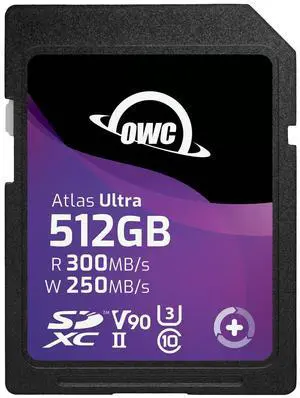 OWC Atlas Ultra 512GB SDXC UHS-II V90 Media Card