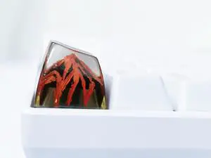 MECHKYP Handmade Mt .Fuji Backlit Resin Artisan Keycap R4/Esc Key Cap Shine Through Translucent SA Profile for Cherry MX Switch Gaming Mechanical Keyboard,Erupting Volcano (Volcano)