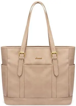 LOVEVOOK Laptop Tote Bag for Women,Vintage Leather Work Tote Bag for Women, 15.6 Inch Computer Briefcase Bag,Waterproof Teacher Business Office