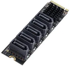 cablecc NGFF NVME M-Key PCI Express to SATA 3.0 6Gbps 5 Ports Adapter Converter Hard Drive Extension Card JMB585 2280