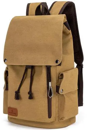 GreenLovesPet Canvas Backpack, Vintage Backpack for Men and Women, 22L Backpacks for Travel Rucksack Fits 15 Inch Laptop (Khaki)