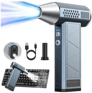 Compressed Air Duster, 360000RPM, 52m/s, Cordless Electric Air Duster with Flashlight, 4-Speed Adjustable Mini Air Blower Gun, USB-C Charging