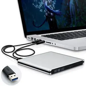 Wolf War Ultra Slim External USB 3.0 CD/DVD-RW Writer Burner Player for MacBook Pro Air iMac or Other PC/Laptop
