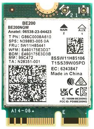 BE200NGW WiFi 7 Wireless Card, M.2 NGFF,WiFi 7 BE200 Tri-Band Network Adapter with 8774Mbps Speed and BT5.4 WiFi Card for PC,Not Support AMD for Windows 10/11