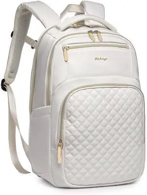 Wotony 17inch large capacity Laptop Backpack Purse for Women, 17inch Work Travel Computer Bags (beige, 17Inch)