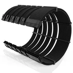 16AWG PSU Cable Extension Kit with Cable Combs,1x24pin ATX/2x8pin(4+4) EPS/3x8pin(6+2) PC Sleeved Cables 30cm Length,Power Supply Extension Cable Kit(Black) 16AWG PSU Cable Extension Kit with Cable Combs,1x24pin ATX/2x8pin(4+4) EPS/3x8pin(6+2) PC Sleeved Cables 30cm Length,Power Supply Extension Cable Kit(Black)