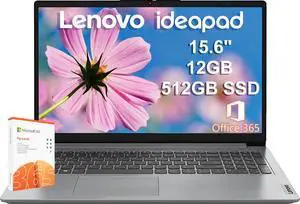 Lenovo IdeaPad 1i 15.6" HD Laptop (12GB RAM, 512GB PCIe SSD, 1-Year Microsoft Office 365, Intel Celeron N4500) for Student, Home, Business, Numeric Keypad, Webcam, HDMI, Wi-Fi 6, Win 11 Home in S Mode Lenovo IdeaPad 1i 15.6" HD Laptop (12GB RAM, 512GB PCIe SSD, 1-Year Microsoft Office 365, Intel Celeron N4500) for Student, Home, Business, Numeric Keypad, Webcam, HDMI, Wi-Fi 6, Win 11 Home in S Mode