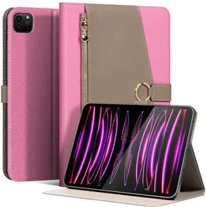 XFYKJIN for iPad Pro 11 inch Case 2018-2022 Models, Premium Microfiber Leather Protective Cover with Zippered Pocket, Buckle Closure,Auto Wake/Sleep & Stand (Pink with Grey) XFYKJIN for iPad Pro 11 inch Case 2018-2022 Models, Premium Microfiber Leather Protective Cover with Zippered Pocket, Buckle Closure,Auto Wake/Sleep & Stand (Pink with Grey)
